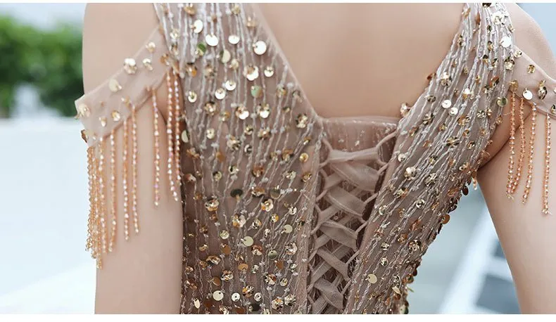 A-line Evening Dress Beading Prom Dress Formal Evening Gown Sparkly