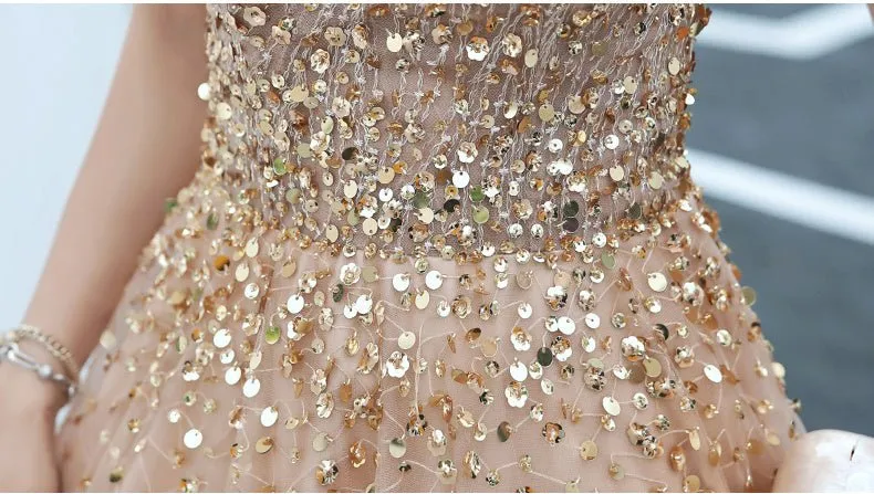 A-line Evening Dress Beading Prom Dress Formal Evening Gown Sparkly