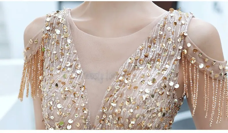 A-line Evening Dress Beading Prom Dress Formal Evening Gown Sparkly