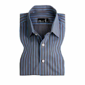 Black with Blue Pinstripes Formal Shirt