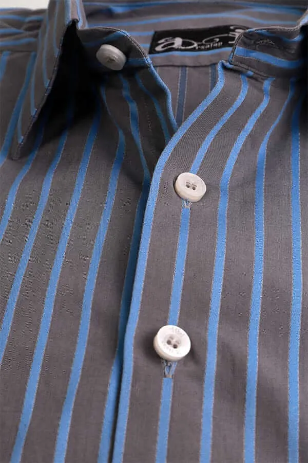Black with Blue Pinstripes Formal Shirt