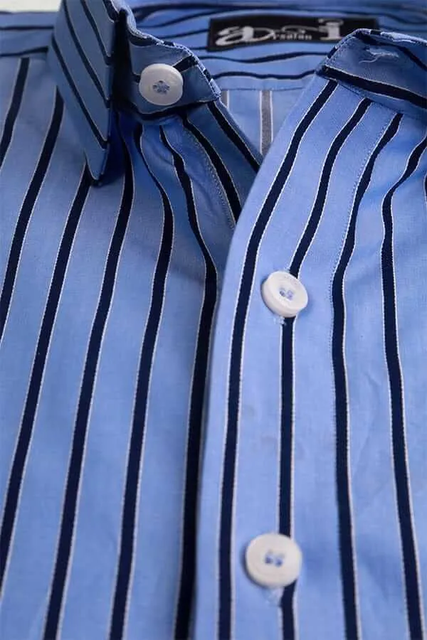Blue with Black Pinstripes Formal Shirt