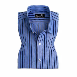 Blue with Black Pinstripes Formal Shirt
