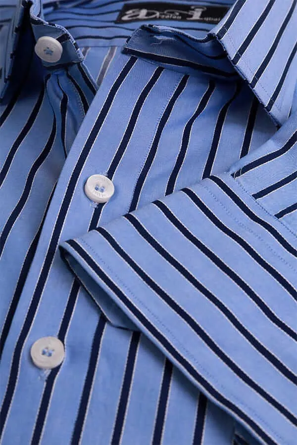 Blue with Black Pinstripes Formal Shirt