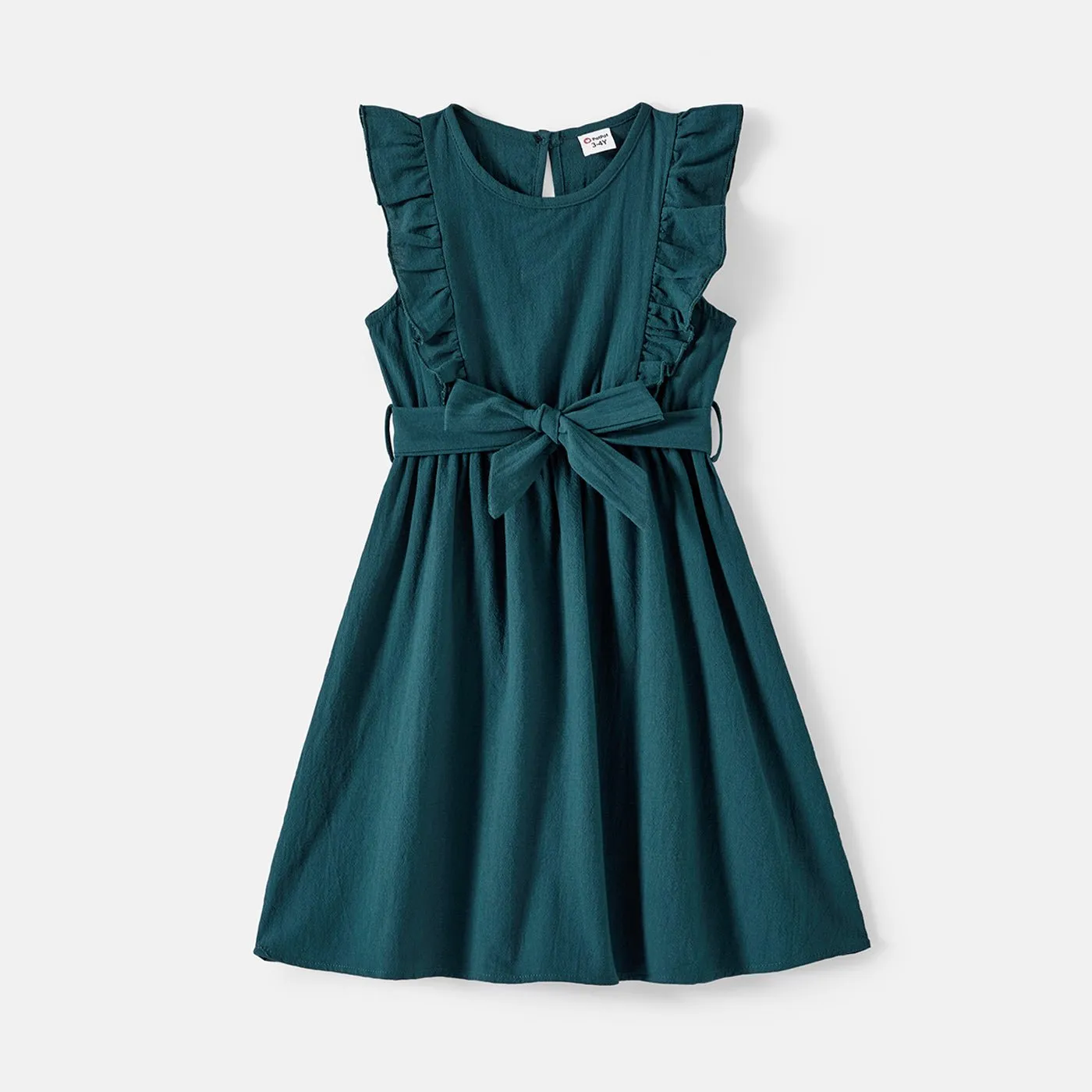 Family Matching Solid Knot Front Cami Dresses and Colorblock Short-sleeve Tee Sets