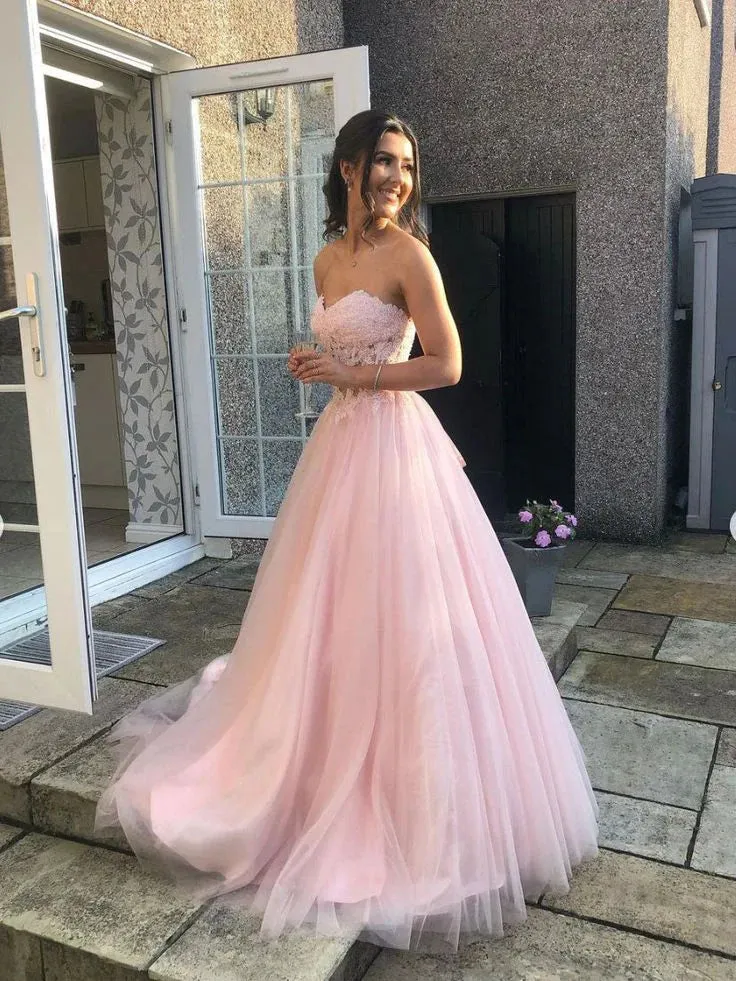 Formal Women's Dresses A-Line Sweetheart Neck Tulle Lace Long Prom Dress Formal Evening Dress Prom Dresses Stores