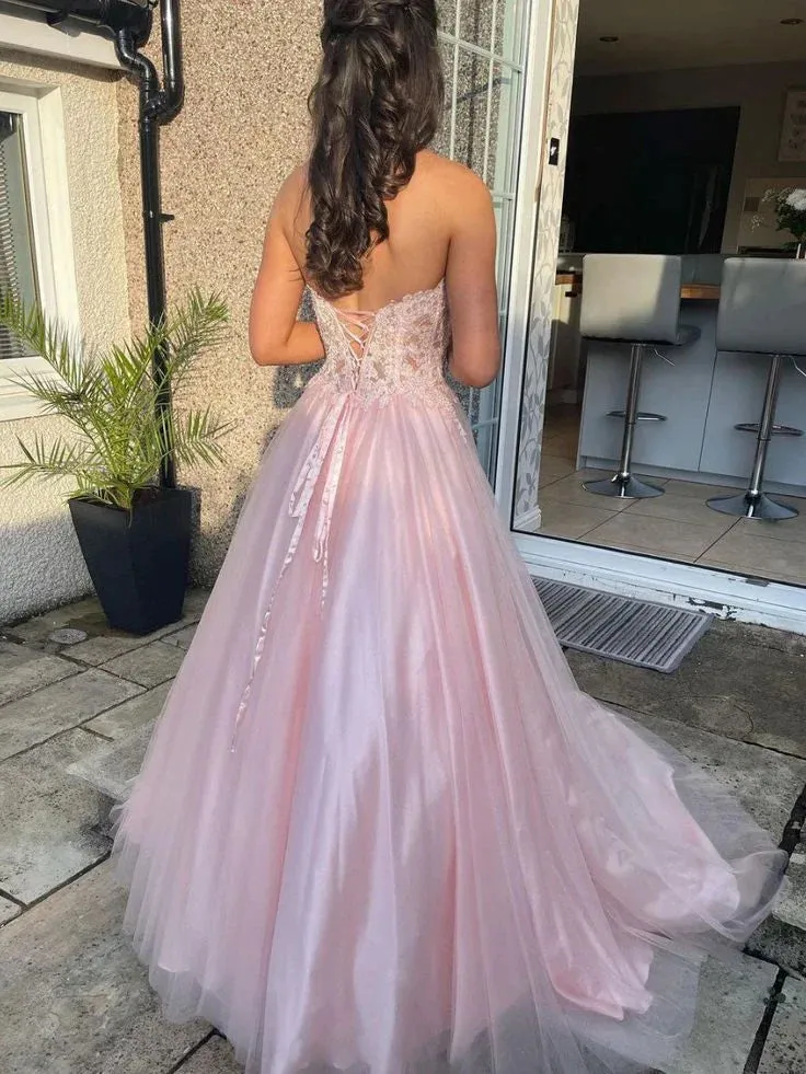 Formal Women's Dresses A-Line Sweetheart Neck Tulle Lace Long Prom Dress Formal Evening Dress Prom Dresses Stores