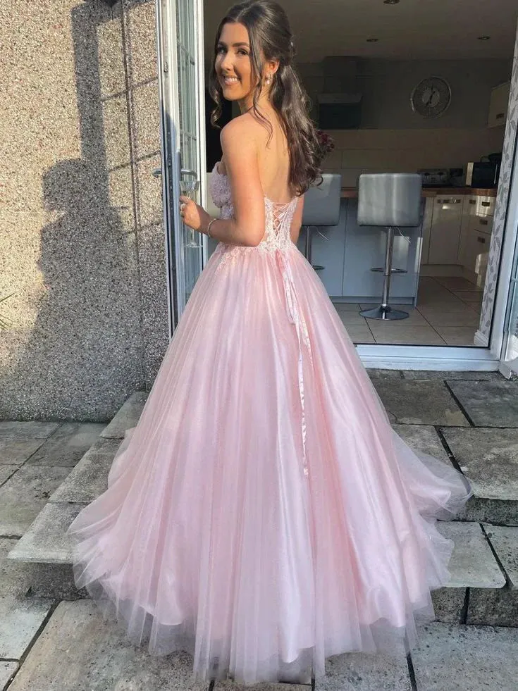 Formal Women's Dresses A-Line Sweetheart Neck Tulle Lace Long Prom Dress Formal Evening Dress Prom Dresses Stores