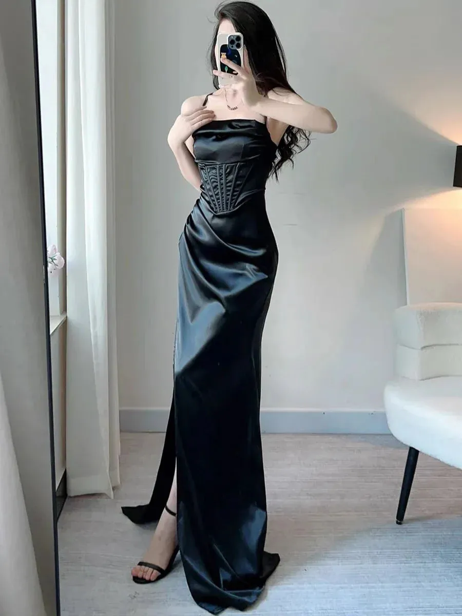 Formal Women's Dresses Black Sheath Long Prom Dress Formal Evening Gown Prom Dress Store