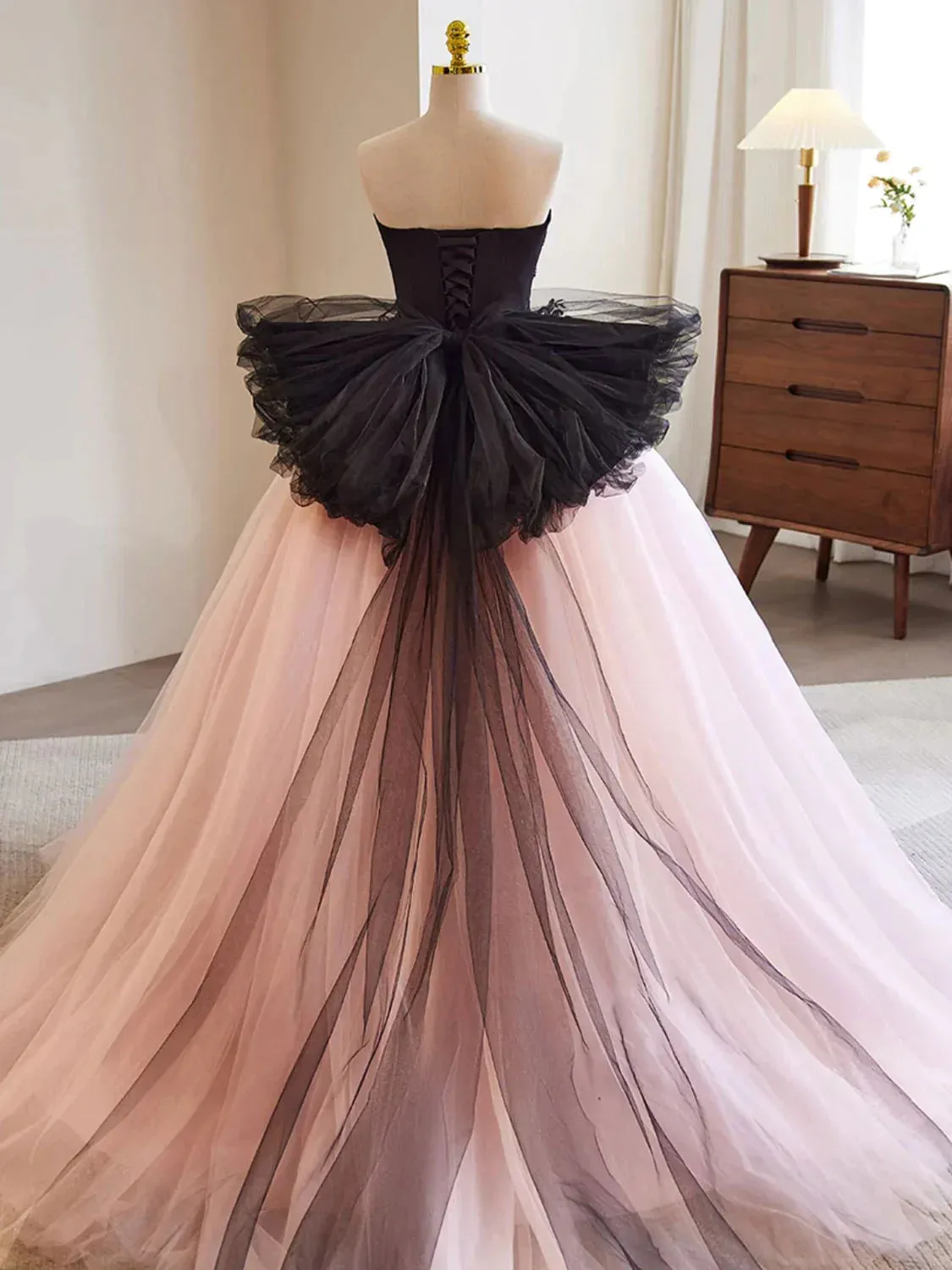 Formal Women's Dresses Pink A-Line Tulle Lace Appliques Long Formal Prom Dress Prom Dress Stores