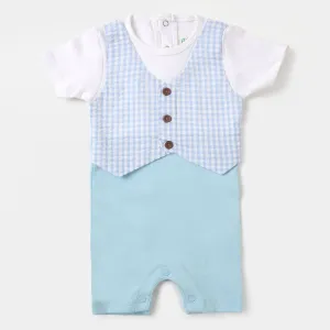Infant Boys Knitted Romper West Coat Style - White