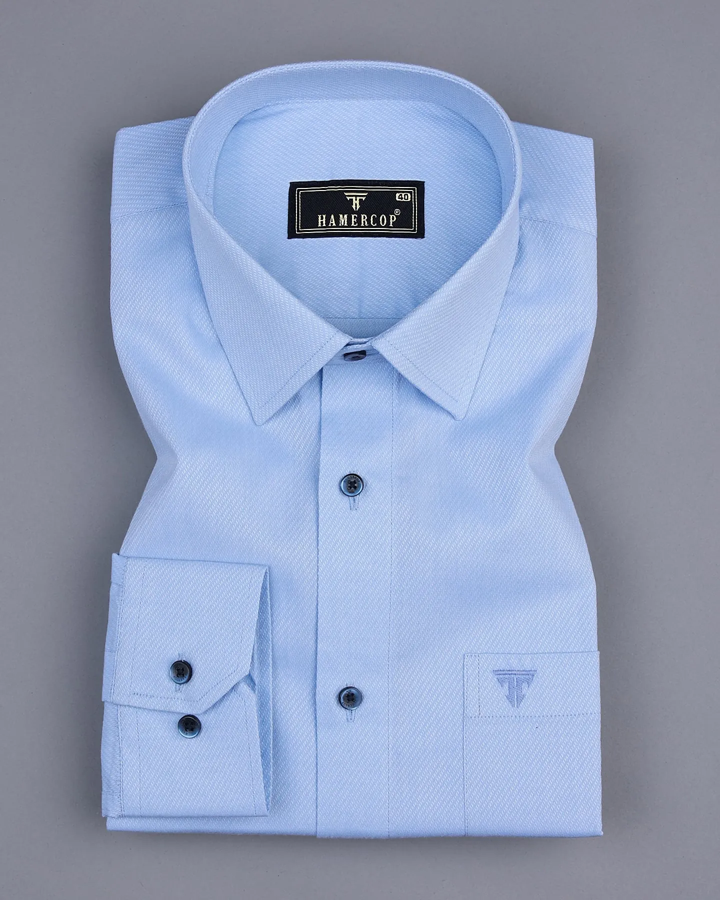 Jordy SkyBlue With White Dobby Texture Cotton Shirt
