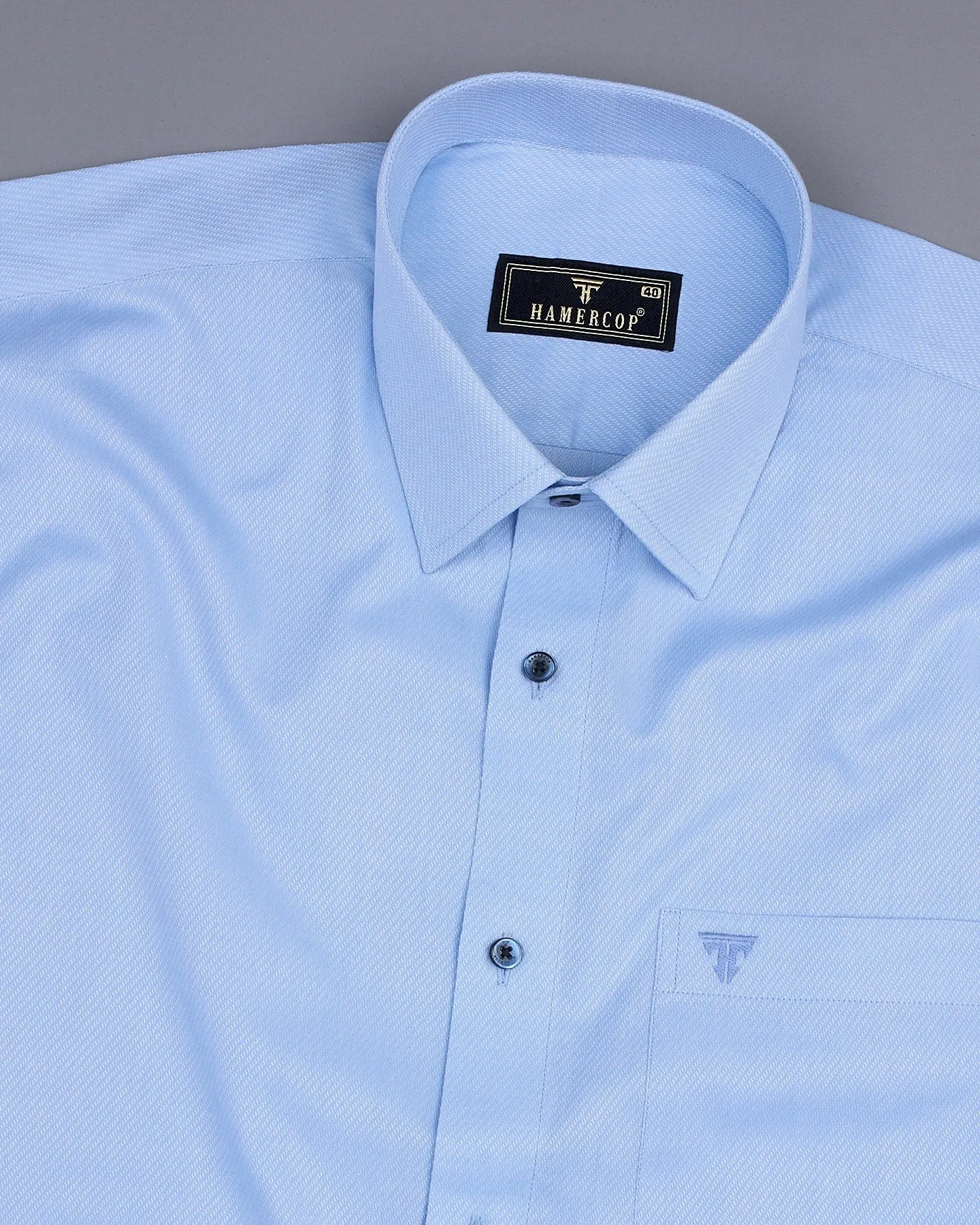 Jordy SkyBlue With White Dobby Texture Cotton Shirt