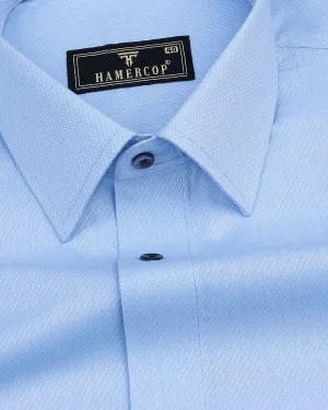 Jordy SkyBlue With White Dobby Texture Cotton Shirt