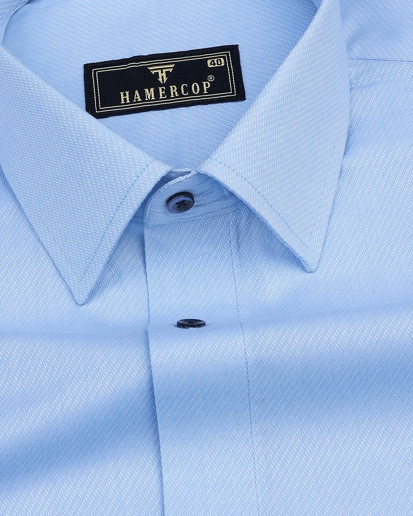 Jordy SkyBlue With White Dobby Texture Cotton Shirt
