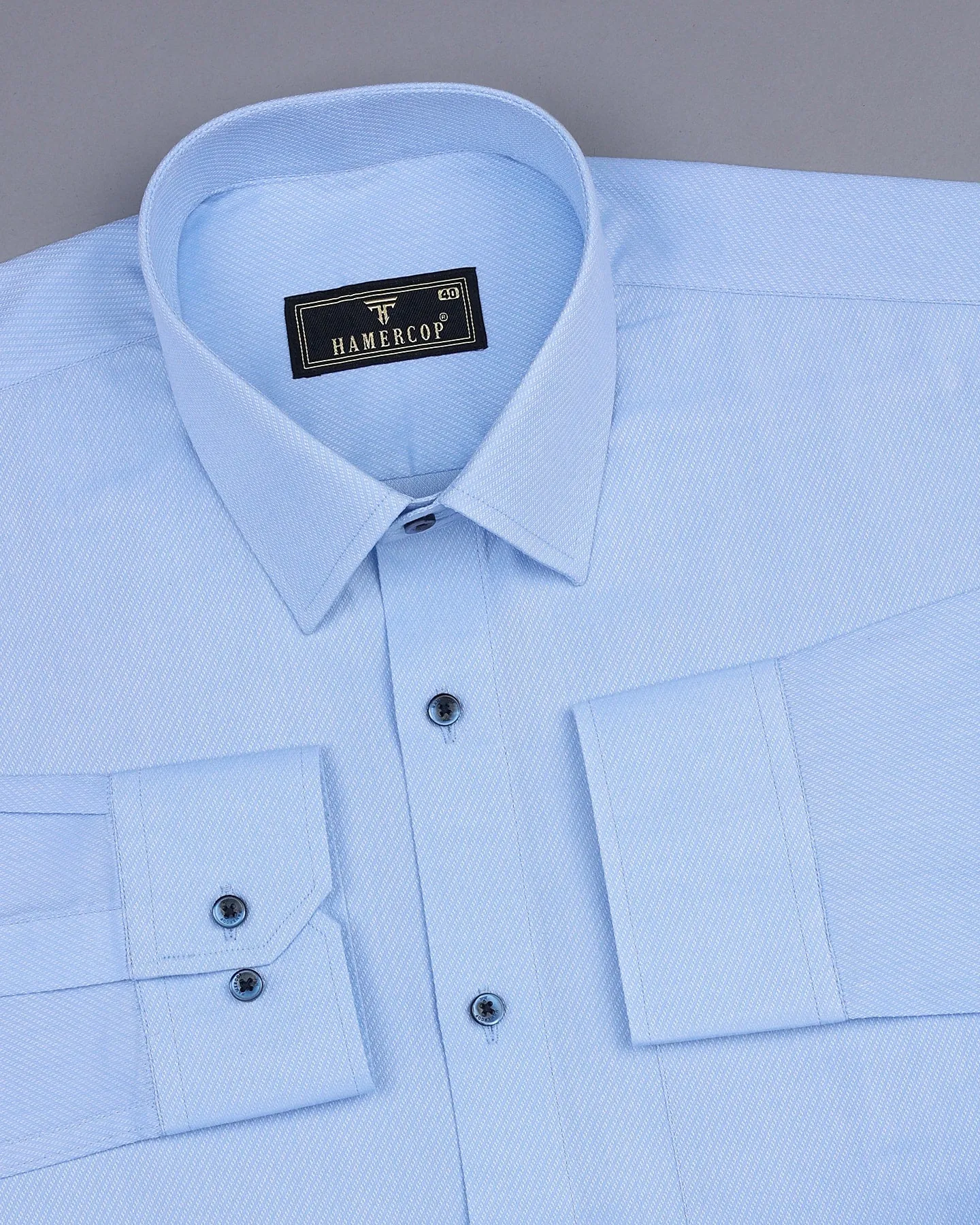 Jordy SkyBlue With White Dobby Texture Cotton Shirt