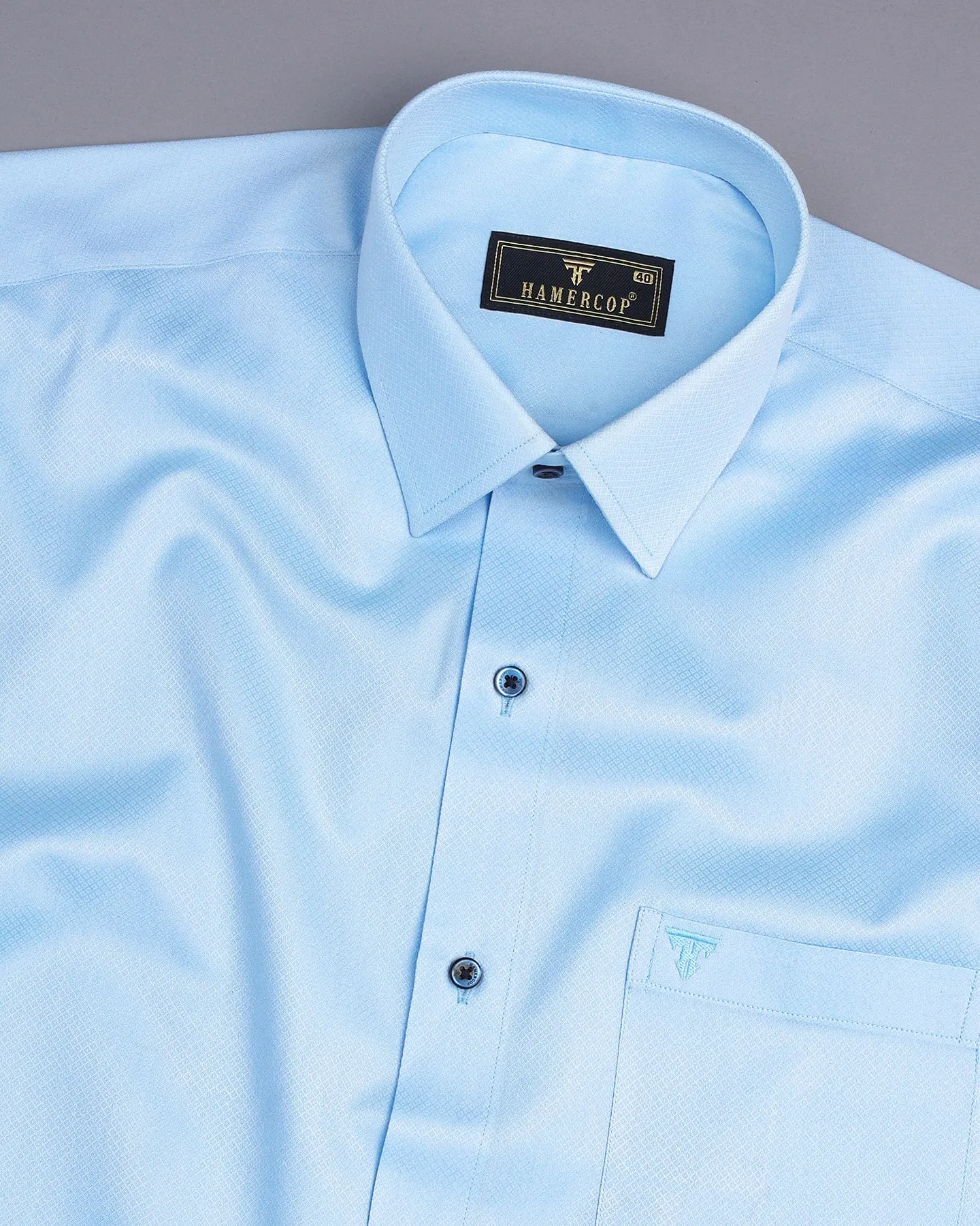 Light SkyBlue Solid Dobby Texture Formal Shirt