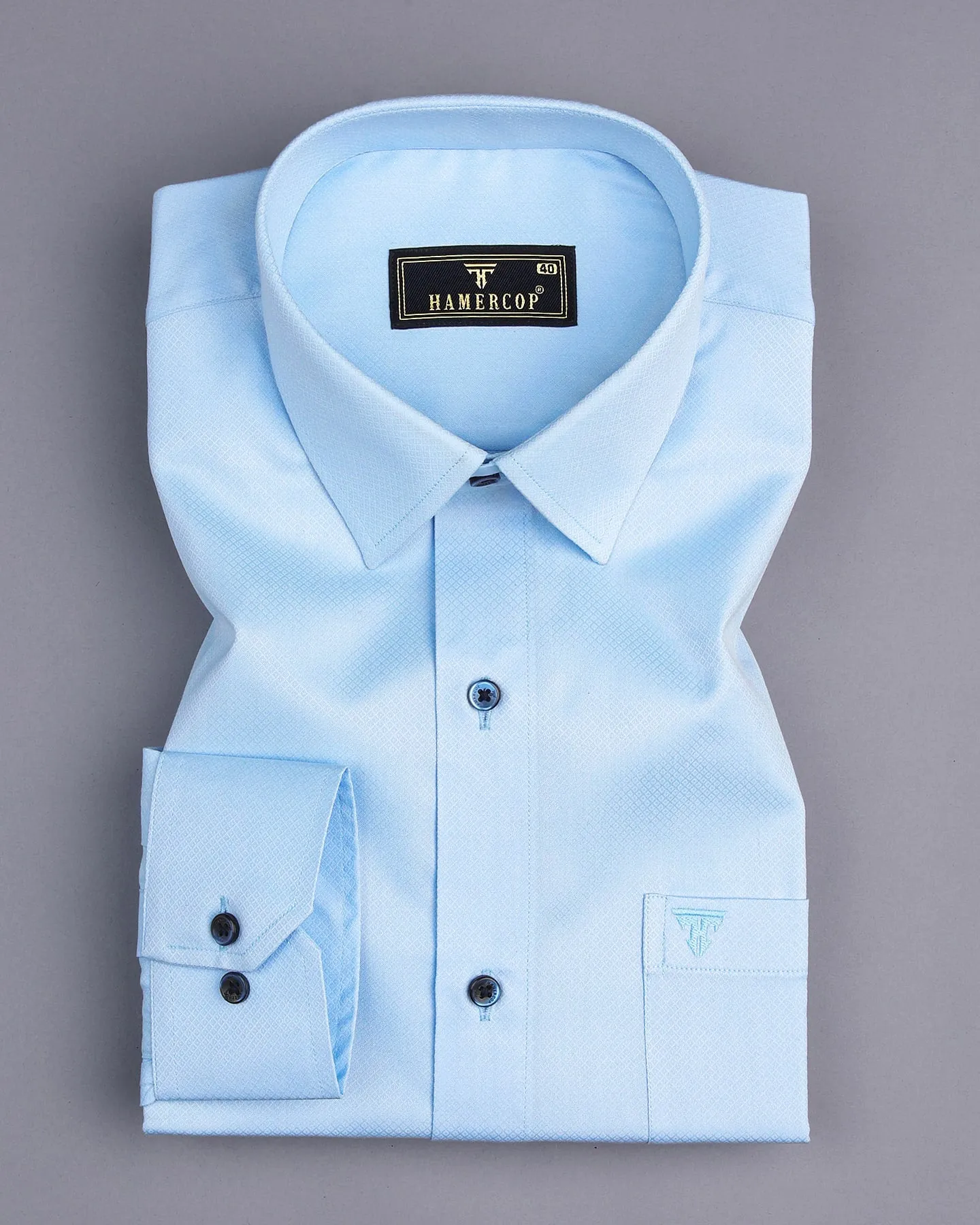 Light SkyBlue Solid Dobby Texture Formal Shirt