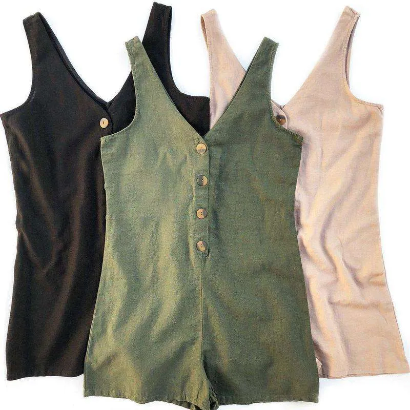 Linen Button Romper