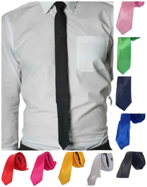 Mens SKINNY TIE Plain Wedding Slim Necktie Formal Casual Narrow Party