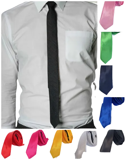 Mens SKINNY TIE Plain Wedding Slim Necktie Formal Casual Narrow Party