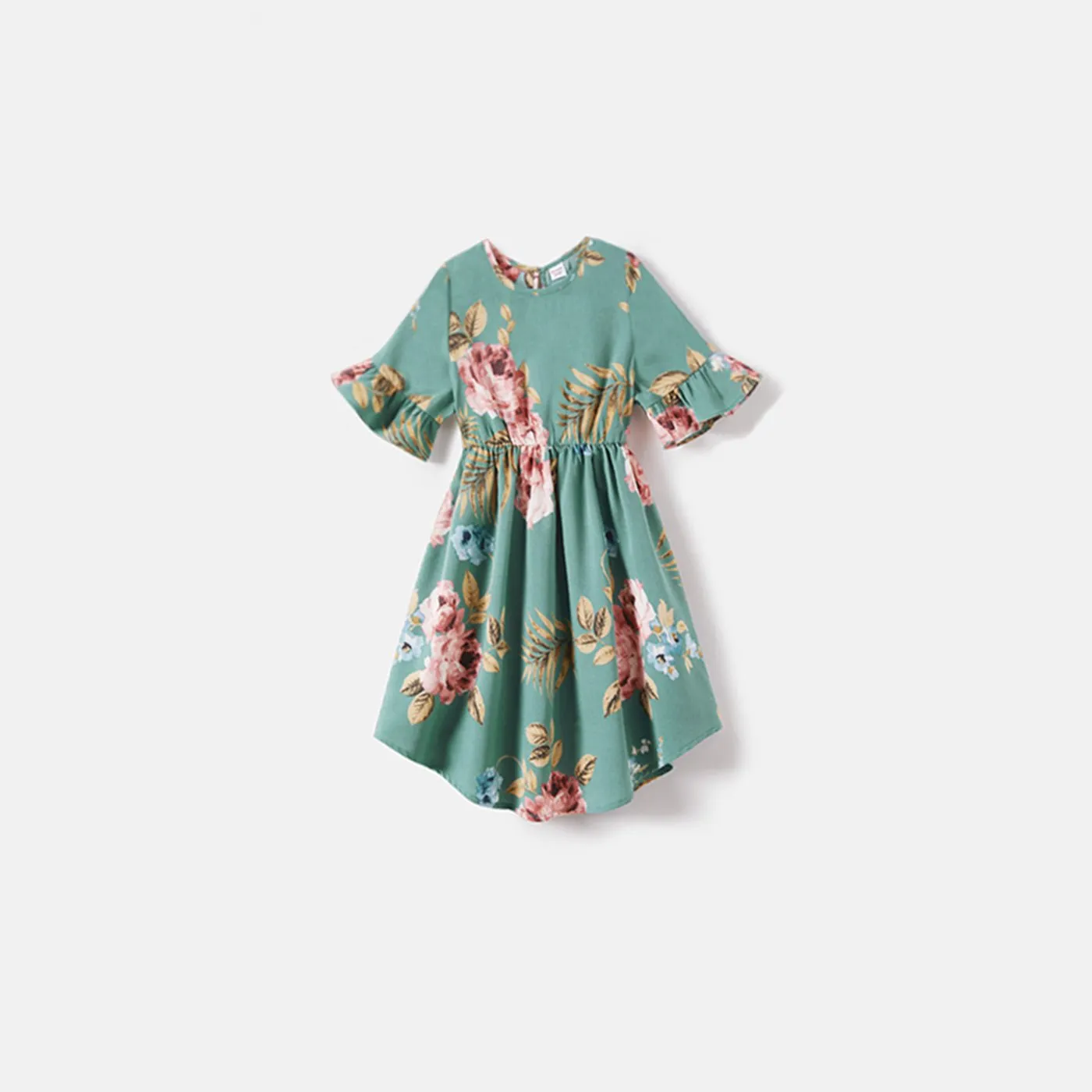 Mommy and Me Allover Floral Print Ruffle Half-sleeve Dresses