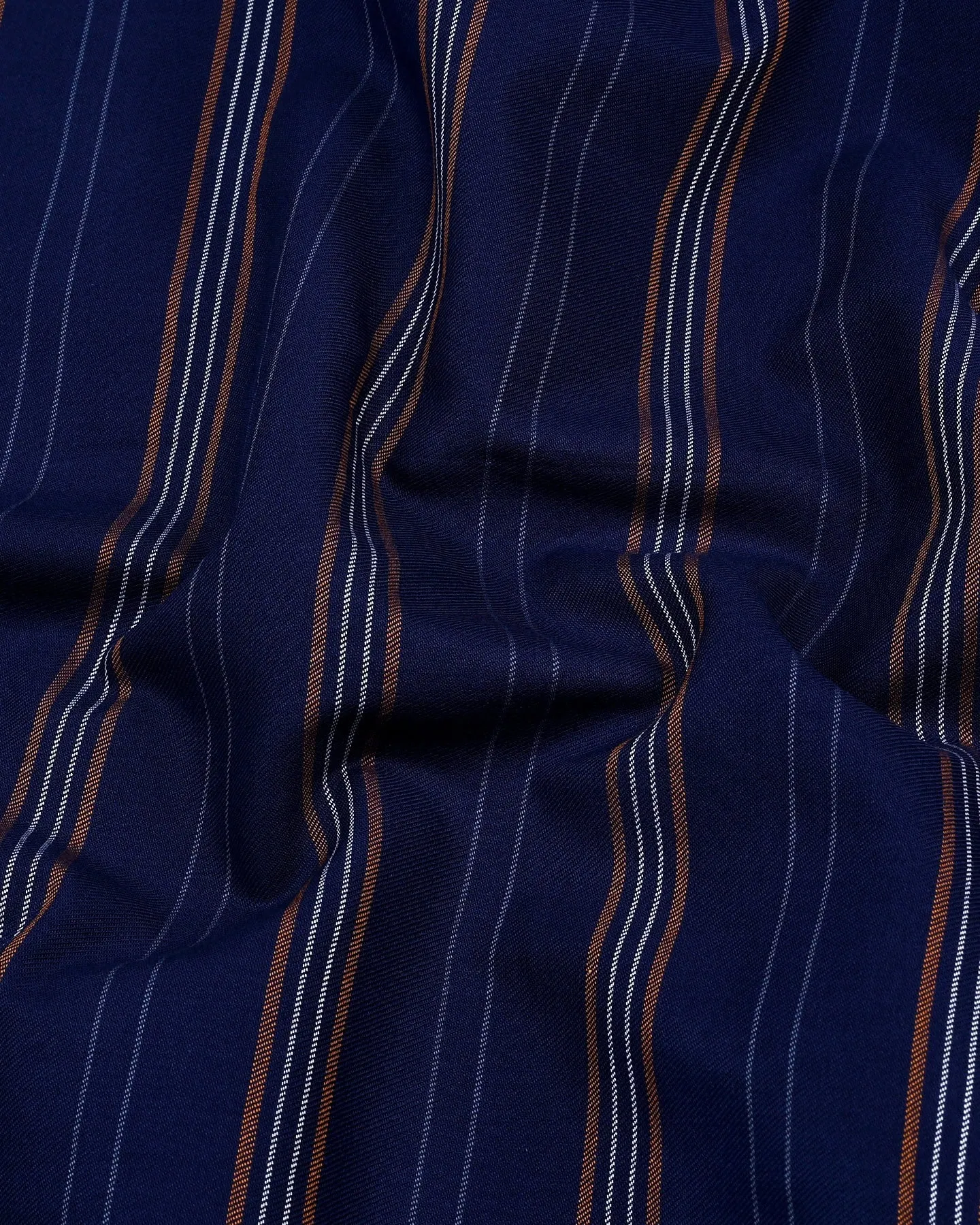 NavyBlue With Brown Weft Stripe Formal Cotton Shirt