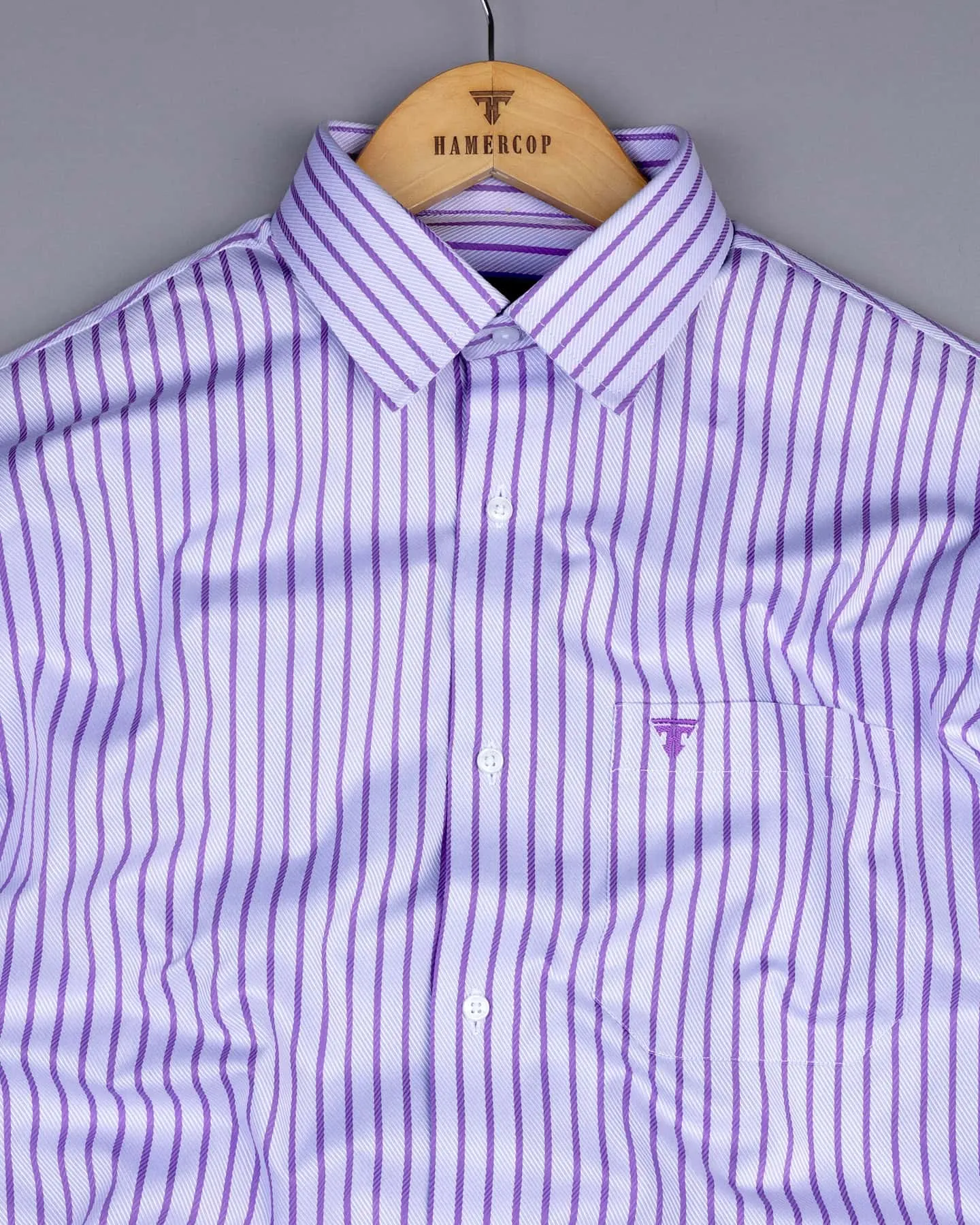 Orchid Purple With White Stripe Premium Giza Shirt