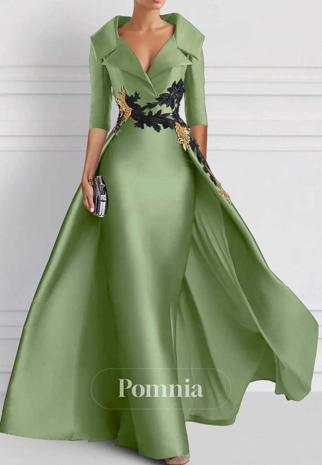 Sheath V-Neck Corset Floor-Length Satin Evening Formal Dress