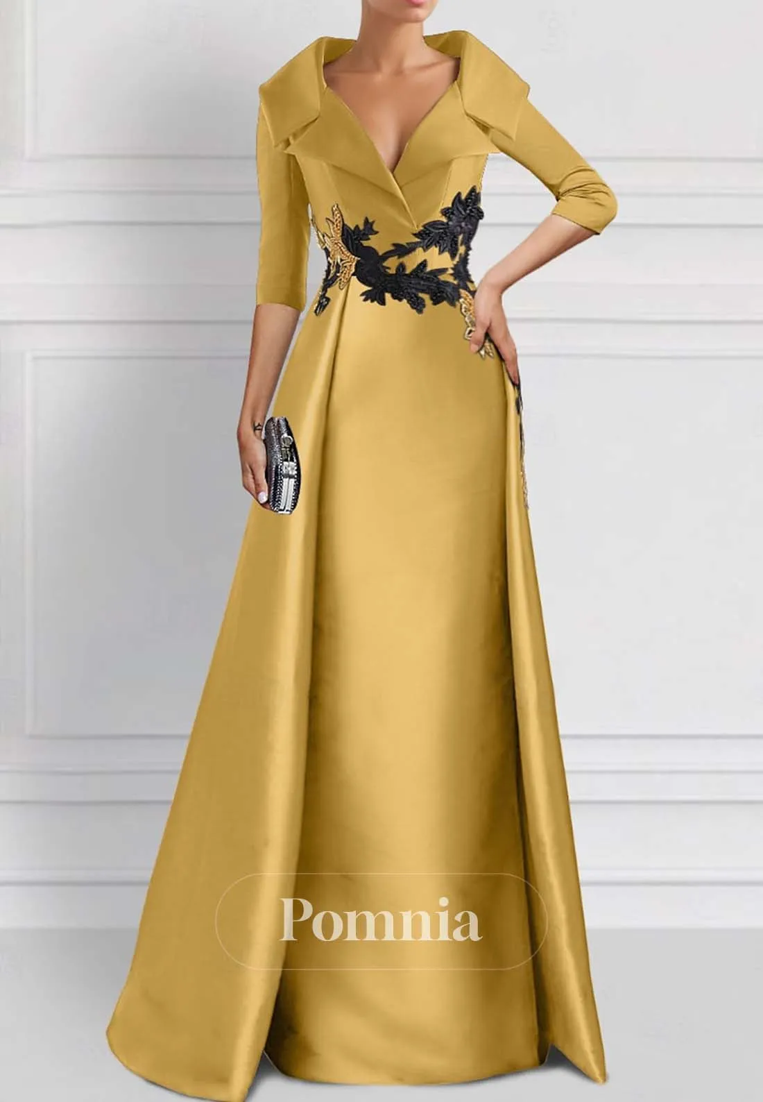 Sheath V-Neck Corset Floor-Length Satin Evening Formal Dress
