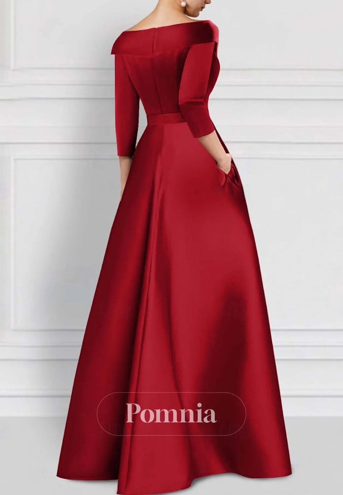 Sheath V-Neck Corset Floor-Length Satin Evening Formal Dress