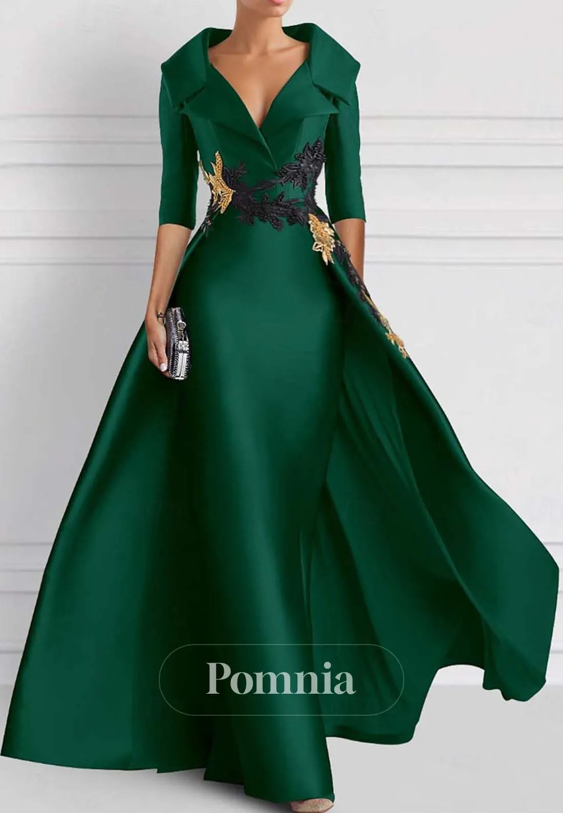 Sheath V-Neck Corset Floor-Length Satin Evening Formal Dress