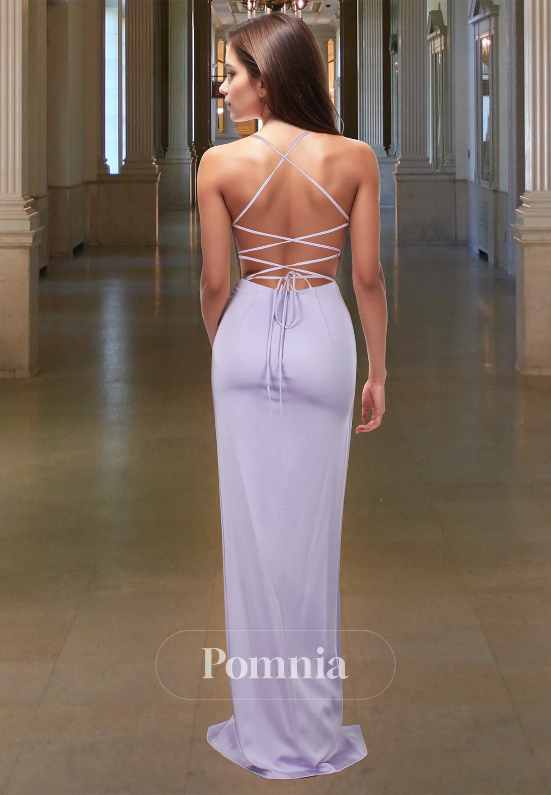 Sheath V-Neck Spaghetti Straps Ruched Formal Party Dress