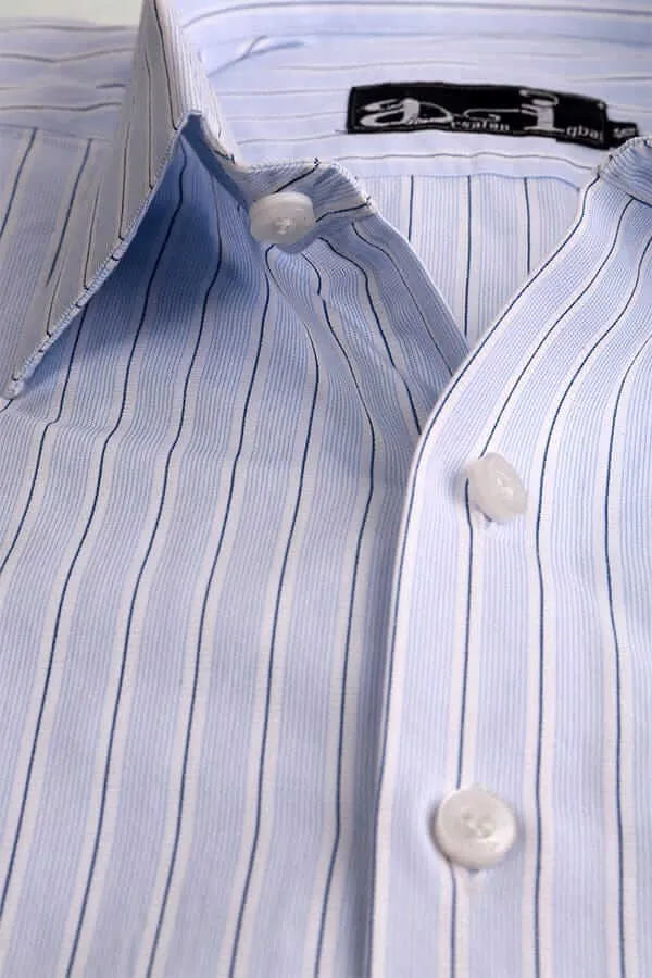 Sky Blue with Grey Pinstripes Formal Shirt