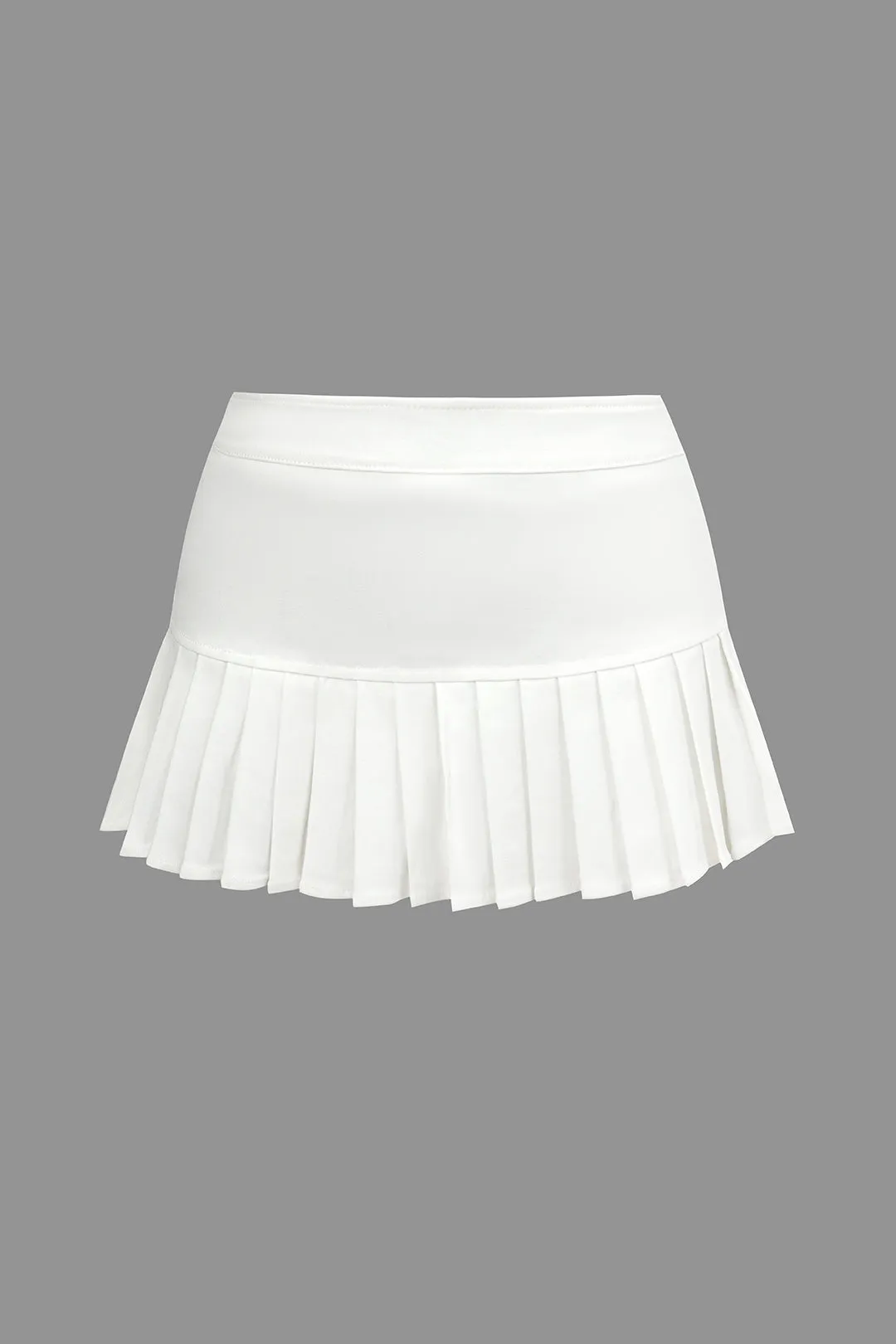 Solid Pleated Mini Skirt